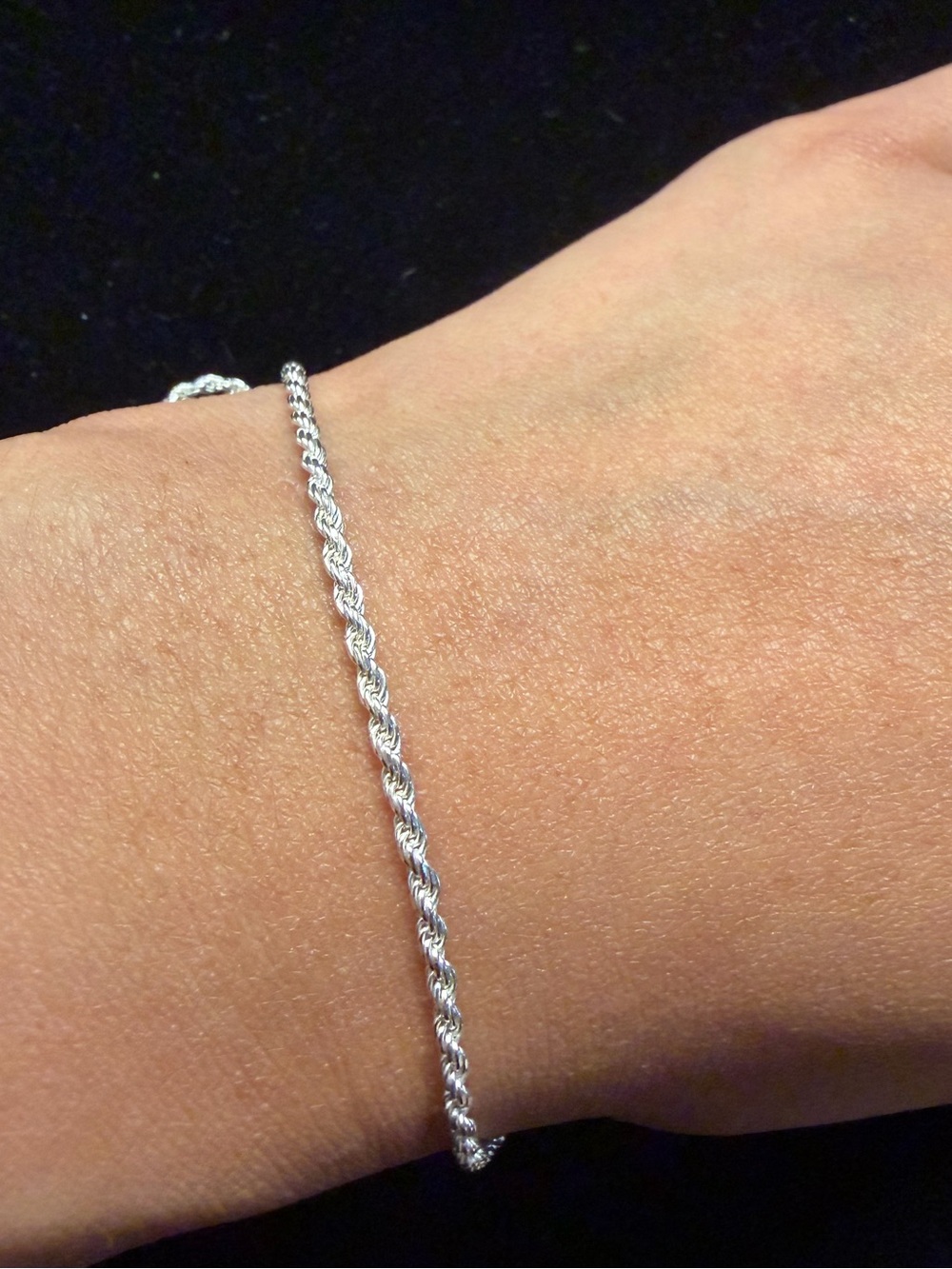 925 Sterling Silver Rope Chain Bracelet - SZ 7